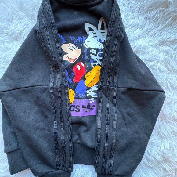 Adidas X Disney Mickey Mouse Kids Sweatshirt Black Size 5T Crewneck Cotton Blend - Picture 7 of 10